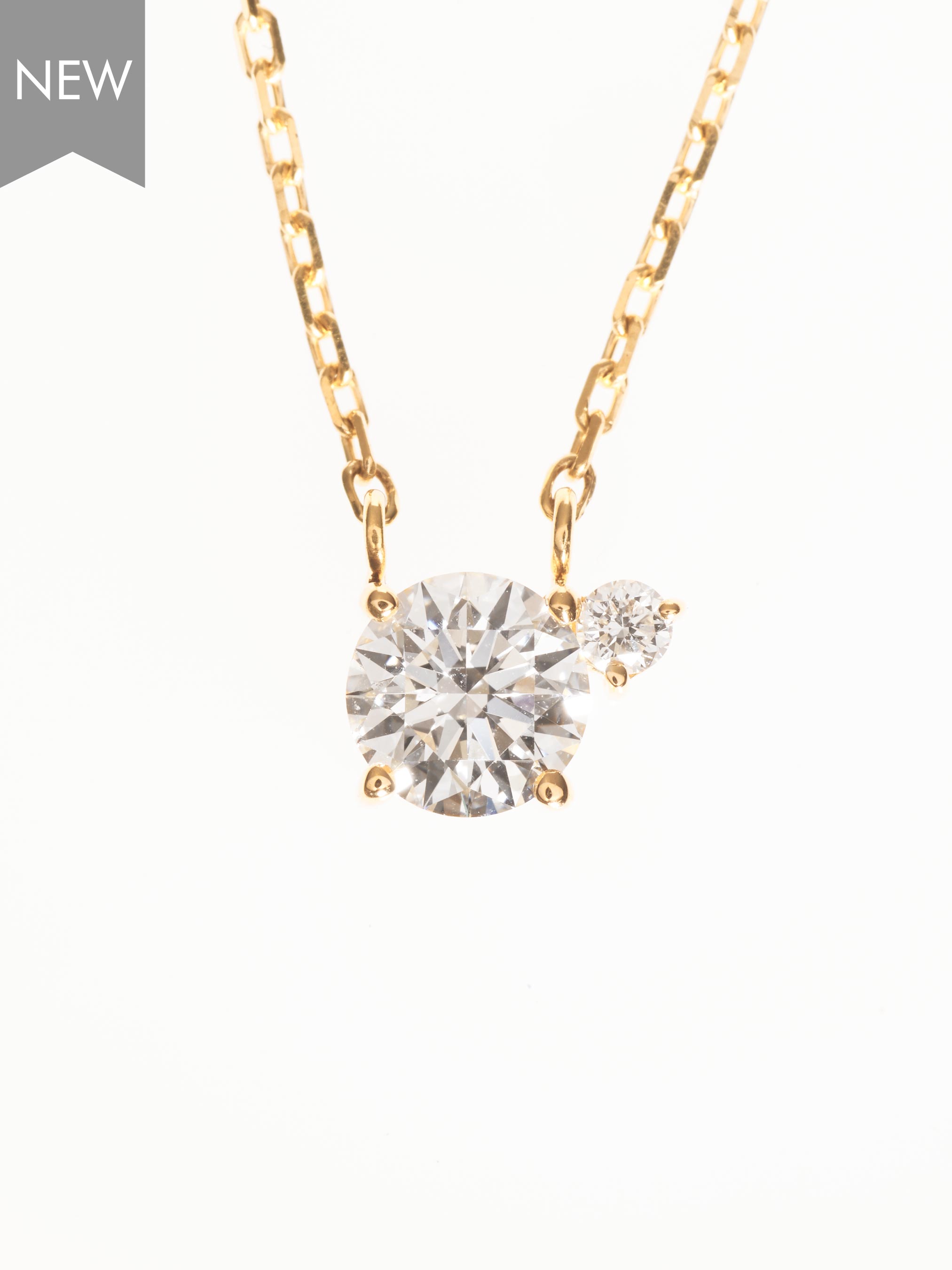 TWO K18YG 0.5ct ROUND NECKLACE