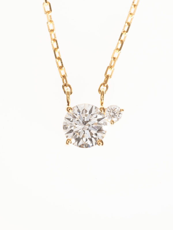 TWO K18YG 0.5ct ROUND NECKLACE