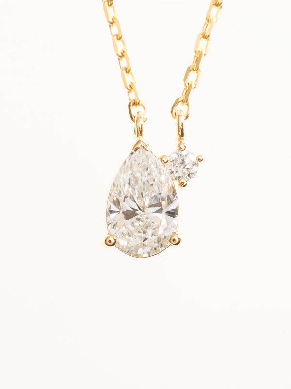 TWO K18YG 0.5ct PEAR NECKLACE