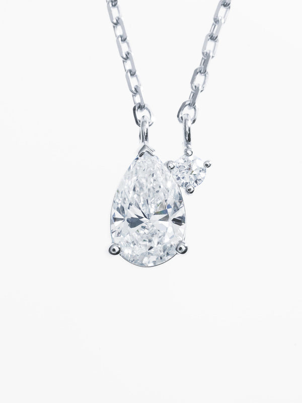 TWO PT850 0.5ct PEAR NECKLACE