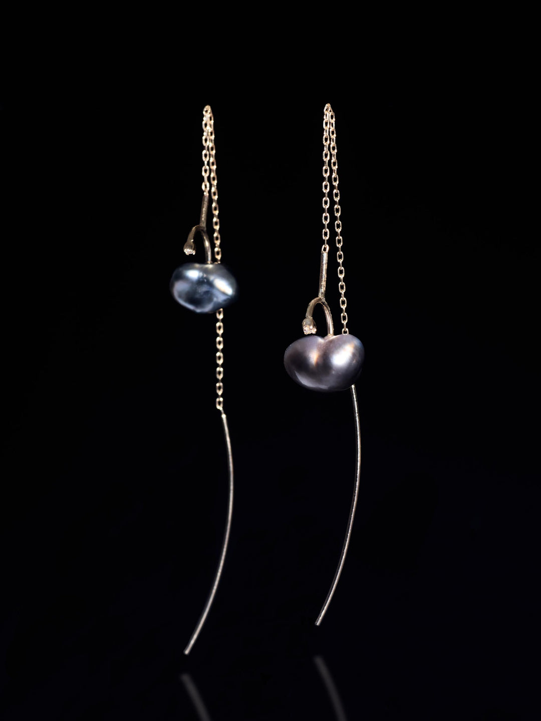 shinkai ブラックパールピアス 片耳用 あこや真珠ブラック ピアス メンズアクセサリー 6-6.5mm 片耳