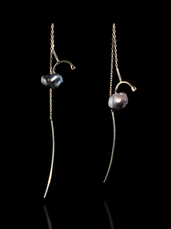 ケージ・アクセサリー Lu ケシパール K10YG チェーンピアス / ブラック | ENEY エネイ