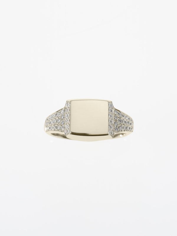 SIGNET RICH RING K10WG