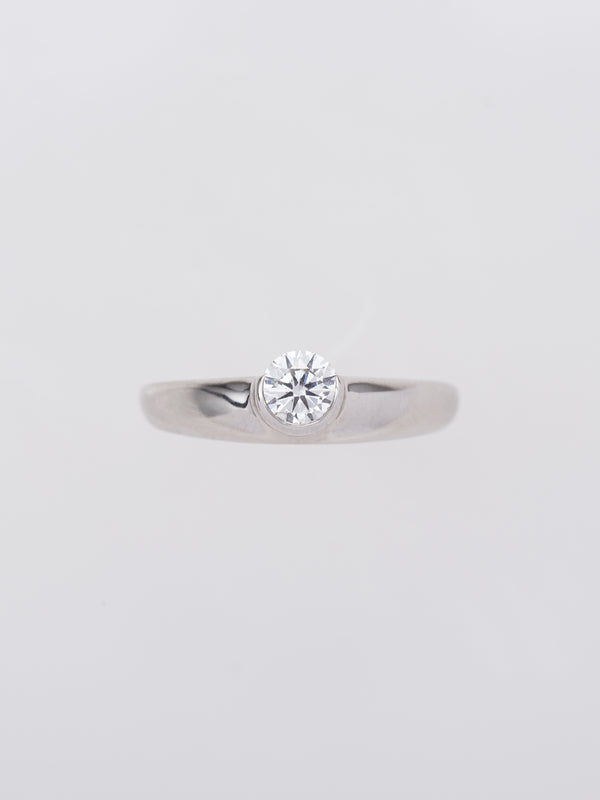 DROP STRAIGHT 0.3CT ROUND PT900 RING